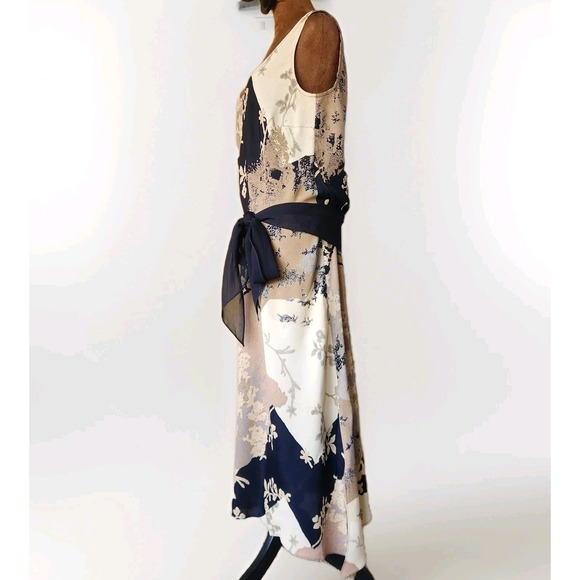 Vintage 90s Gala‎ Collection Dress Size S Drop Tie Waist Neutral Sleeveless Boho - Picture 2 of 8